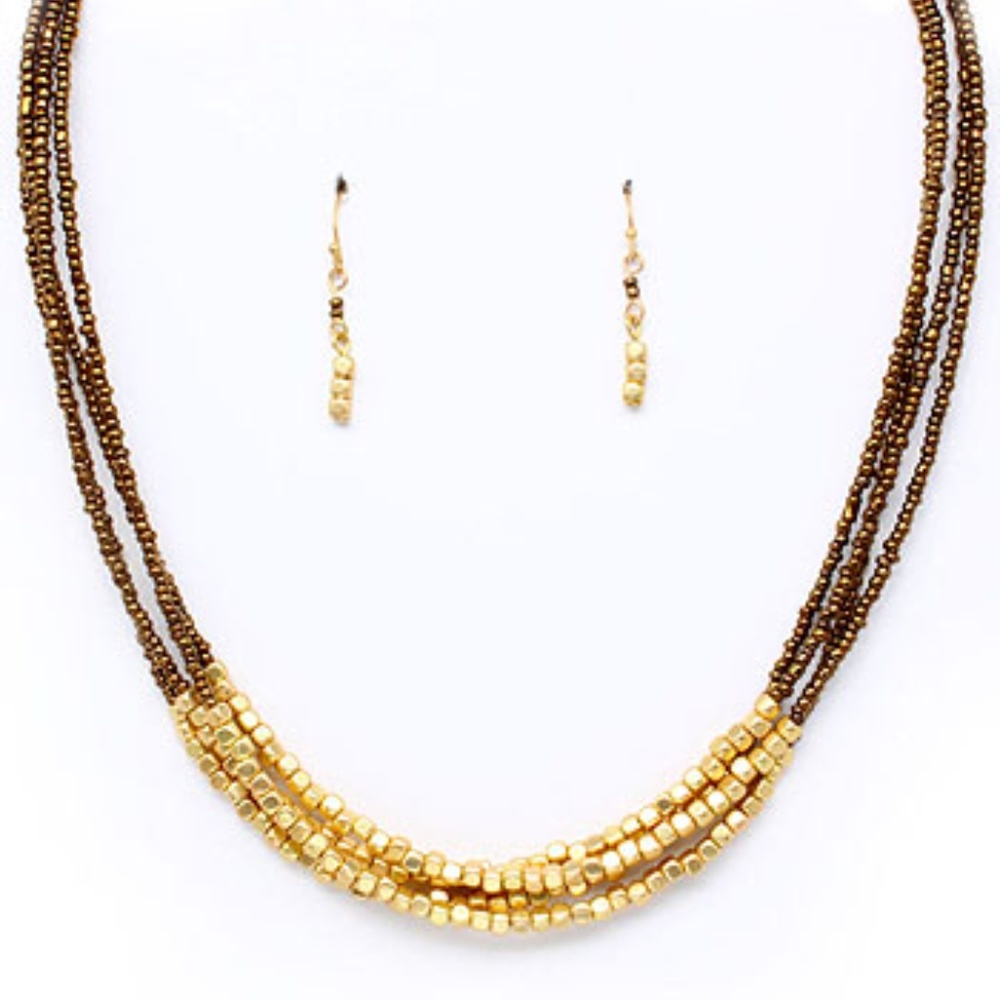 Golden Nuggets Necklace Set